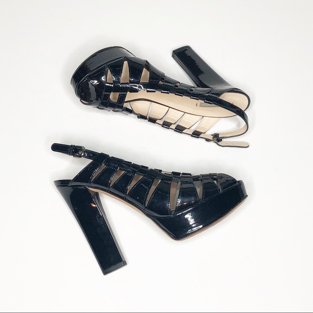 Giorgio Armani Black Patent Slingback Peeptoe Heels 6 - Picture 5 of 10